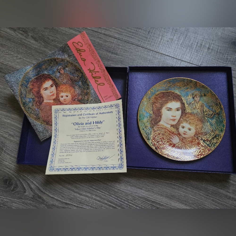 Edna Hibel Mother's Day Ltd Edition Numbered Olivia Hildy Collector Art Plate